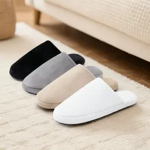 Lumubby Women's 4-Pair Pure Cotton Slippers - Thick-Soled, Memory Foam, Antislip EVA Rubber, Closed Round Toe, Casual Slip-On, Washable Slide for Hotel Guests, Travelers
