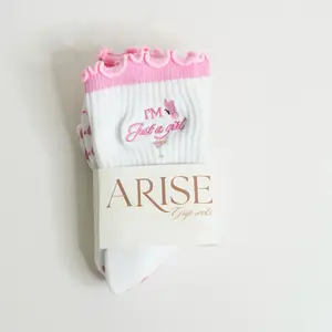 ARISE Grip Socks - I’m just a girl Embroidered Pilates Grip Socks Breathable Cotton Soft Womenswear