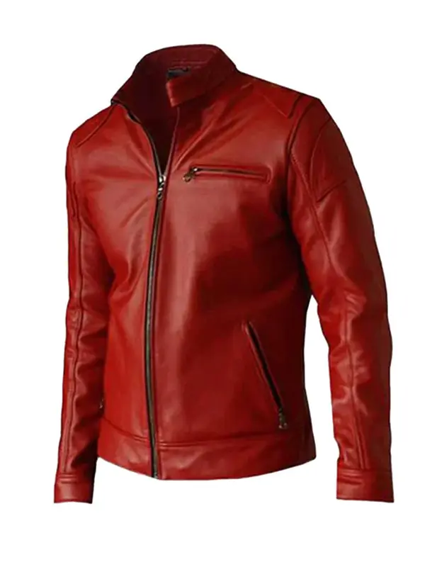 Biker Elegant Red Leather Jacket