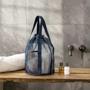 This Spacious Nylon Mesh Bag Features a Drawstring Closure, Handles, and Multiple Compartments, Making It Perfect for Activities Like Swimming, Camping, Traveling, and Outdoor Adventures. This Ultra-light Beach Bag and Toiletry Bag Is Available in Fo