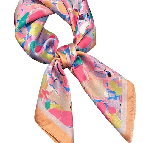 Women's Colorblock Print Summer Scarf, Neck Scarf, Boho Style Kerchief for Women & Girls, Fashion Accessories for Daily Wear, Trendy All-match & Exquisite Scarf for Birthday Gift, Casual Fashionable Scarf, Tie