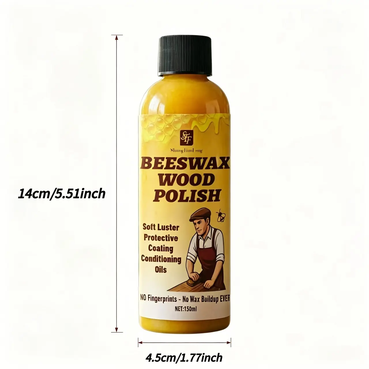 150ml Beeswax Wood Protector Deep Conditioning Oil for Home Improvement - Non-Sticky, Enhances Soft Luster, Boosts Durability, Fills Tiny Scratches, Suitable for Chairs, Tables, Antiques, Wood Surfaces, Cabinets