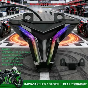 Short tail Bluetooth LED taillight flow turn signal programmable decorative light for Kawasaki Ninja 400 ZX4R ZX6R motorcycle