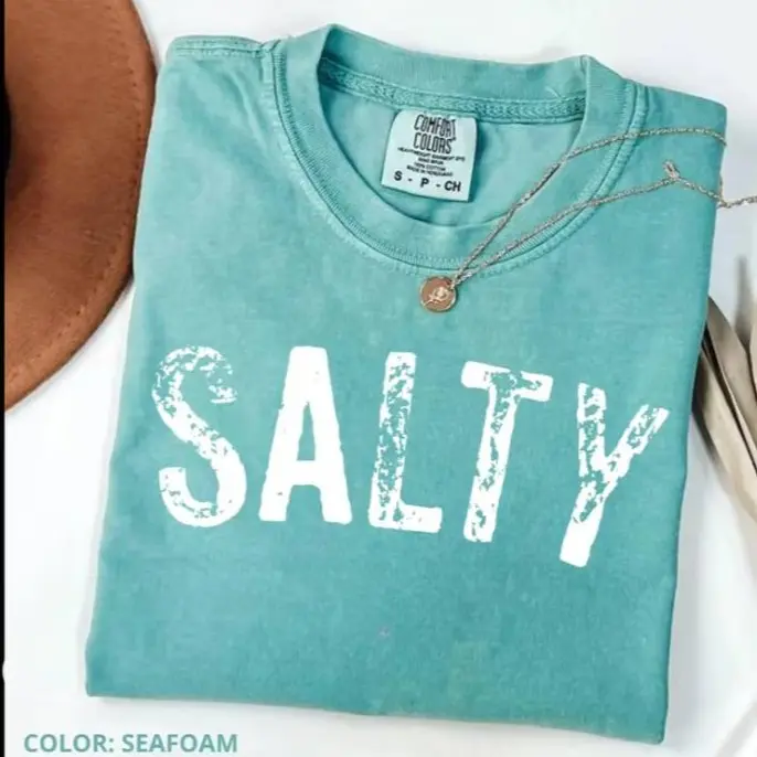 Comfort Colors Salty T-Shirt, Coastal Beach Graphic Tee, Summer Ocean Vibes Top, Gift, ummer Gifts For Women, Beachy Tee, Aesthetic