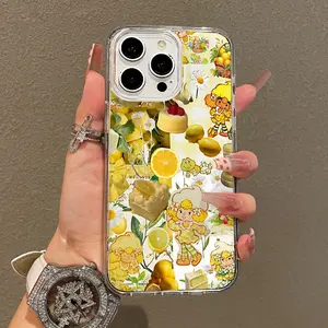 Soft Girl Magnetic Case for iPhone11/12/13/14/15/16/17/promax, Yellow Lemon & Cartoon Collage Lightweight, Drop-Proof, MagSafe Compatible |   Perfect for Teen Girls