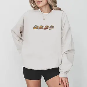 Thanksgiving Pie Embroidered Sweatshirt, Cozy Fall Pumpkin Pie Embroidered Sweatshirt, Holiday Baking Sweatshirt, Thanksgiving Pie Embroidered Sweatshirt