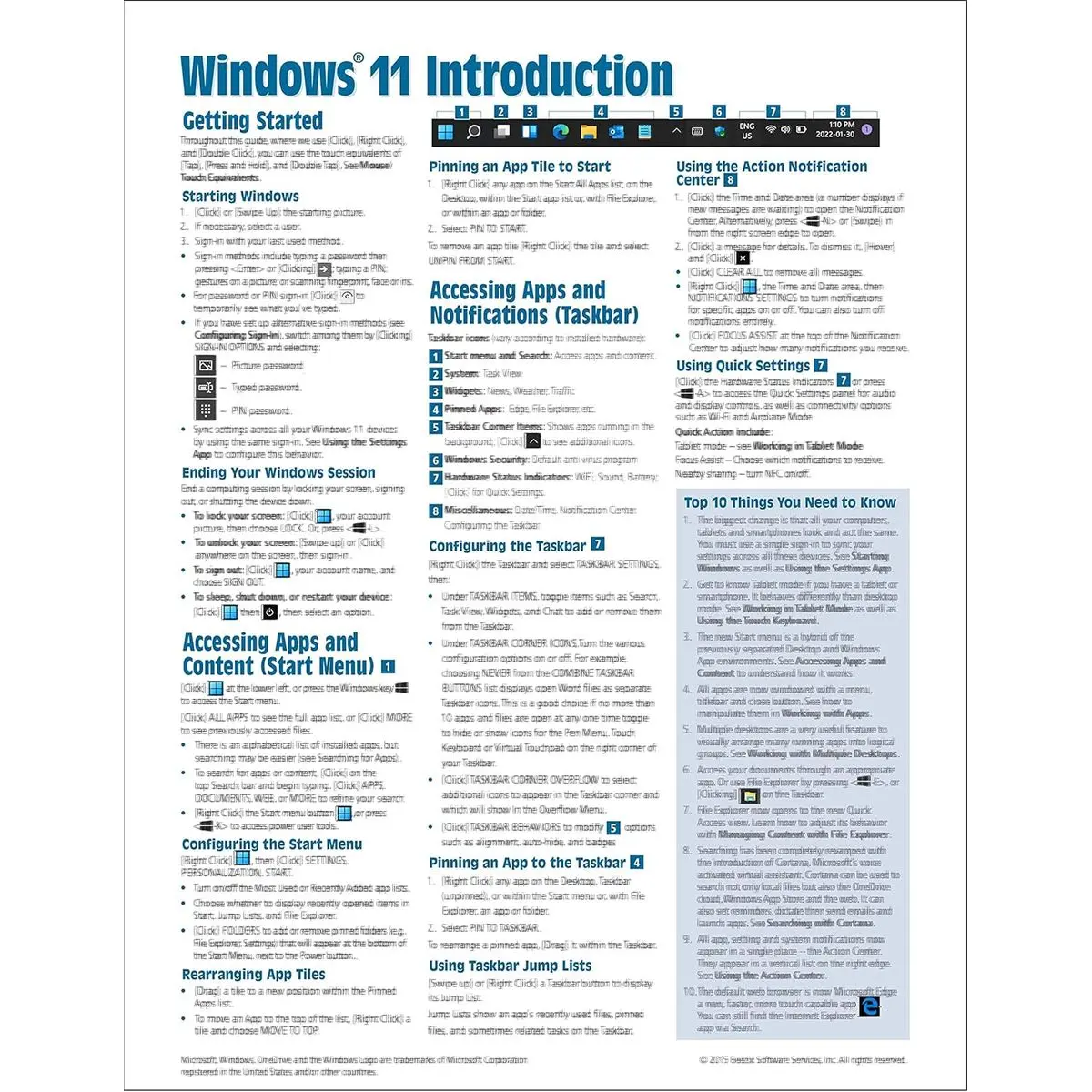 Windows 11 Introduction Quick Reference Guide (Cheat Sheet of Instructions, Tips & Shortcuts - Laminated) Pamphlet – March 10, 2022