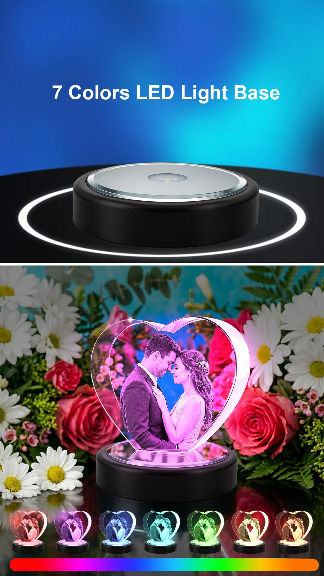 Iceberg K9 3D Laser Engraved Custom Photo Crystal Frame, Touch Control Multicolor LED Light Base, Personalized Family & Pet Memory Keepsake Ornament, Sentimental Desktop Home Decor Gift for Mom, Dad, Lovers, Birthday & Anniversary