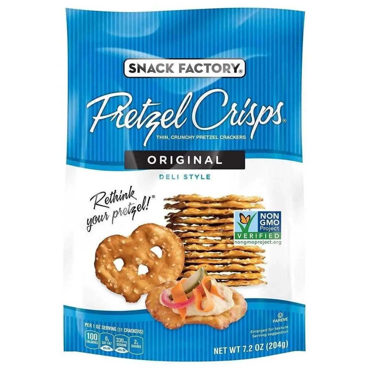 Snack Factory Pretzel Crisps, Original, 7.2 Ounce Bags (Pack of 12)