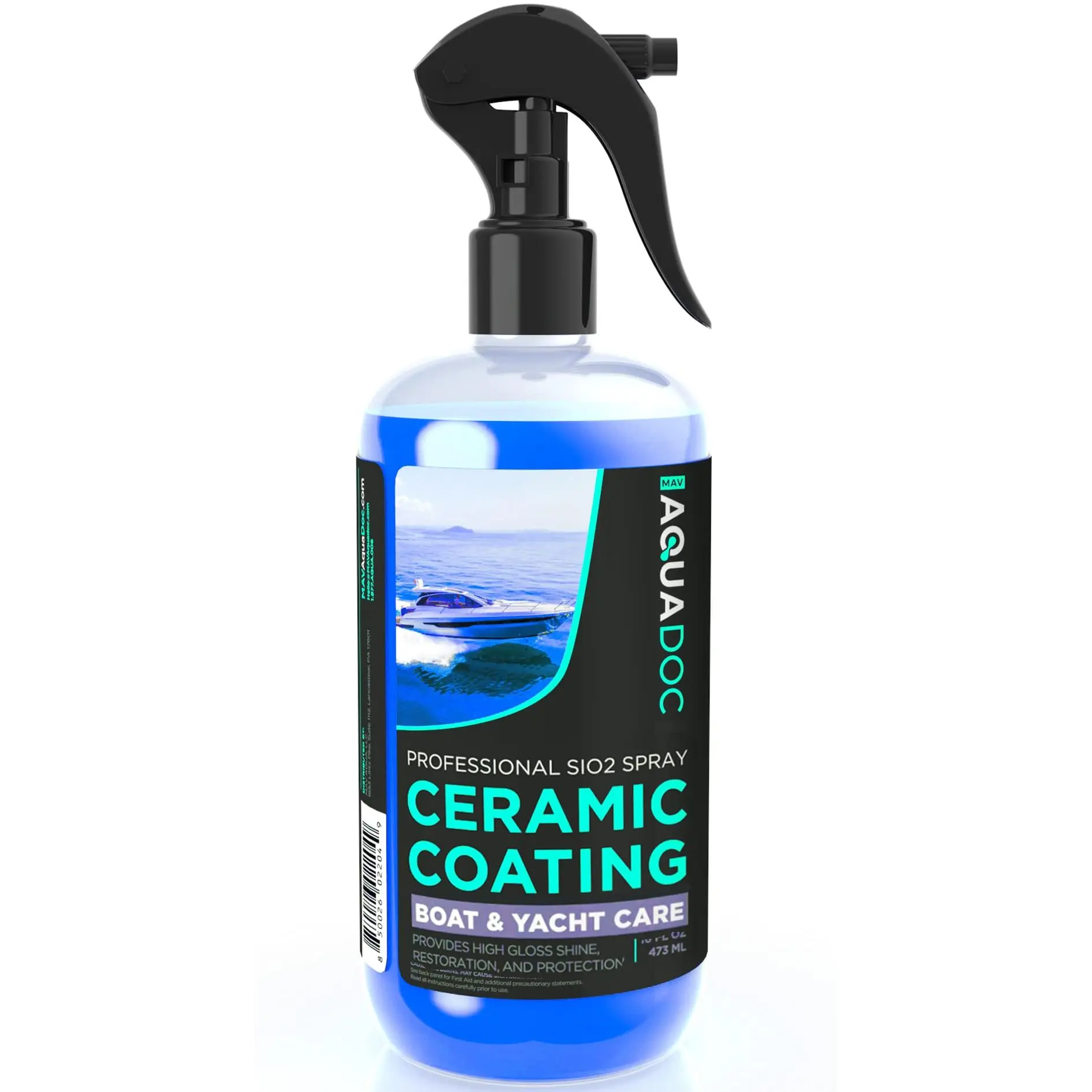 AquaDoc Liquid Boat Paintwork Cleaner - Ceramic SiO2 Wax Sealant Wet Waxes, 16oz Ceramic Protective Coating Spray, UV Protection, Glossy Shine for Exterior Boat Enthusiasts