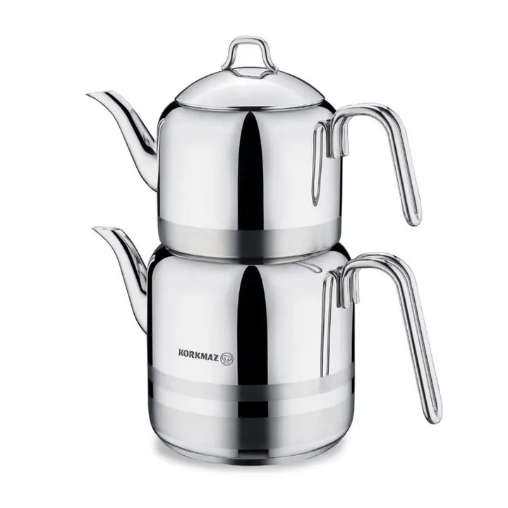 Korkmaz Astra Stainless Steel Teapot Set - Durable Kitchen Tea Ware for Daily Tea Brewing