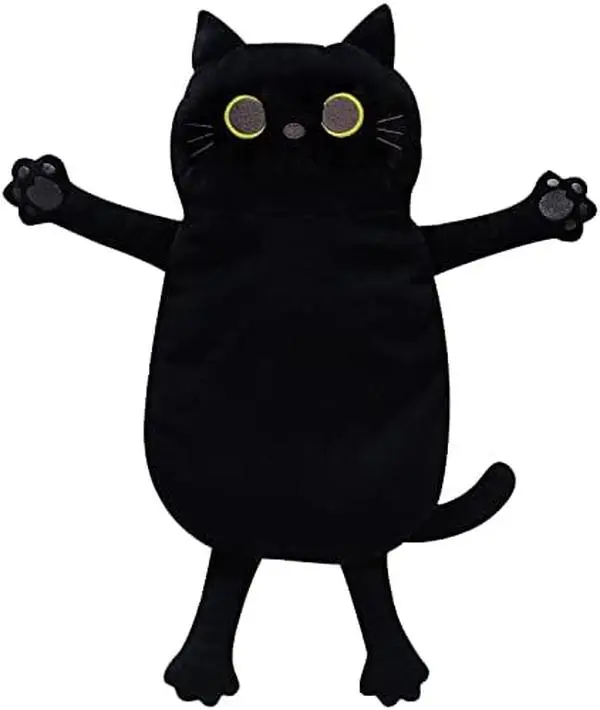 17"x9" Black Cat Plushies Microwave Heating Pad with Washable Cover, Lavender-Scented Heatable Coolable Pad for Cramp Pain Relief, Birthday Gift for Teengirls