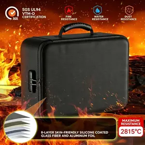Fireproof File Box with Lock, Heat-Resistant Waterproof Safe Storage Organizer, Multi-Layer Design for Passports, Certificates, Valuable Items