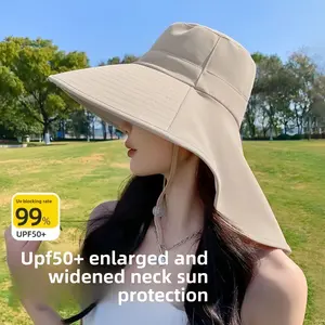 Large brim sun protection hat women's face shawl UV protection summer sun riding outdoor sun hat hiking hat