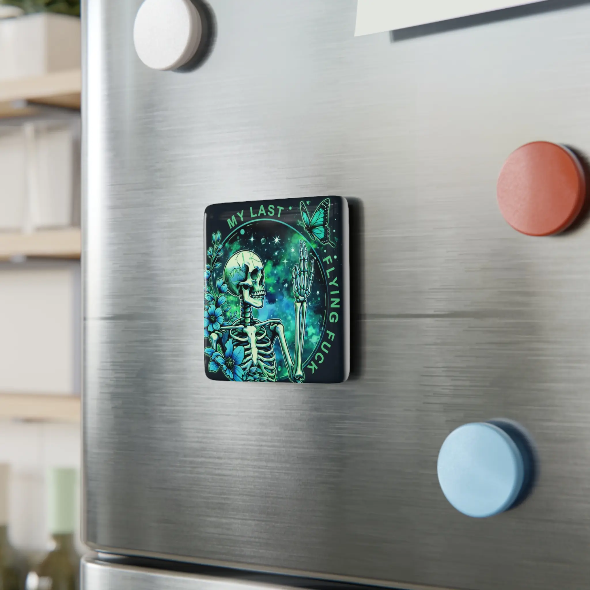 Glossy Ceramic "My Last Flying Fuck" Square Refrigerator Magnet, Home Decor for Kitchen or Wall, Ceramic Refrigerator Magnet, Magnet Refrigerator Magnets