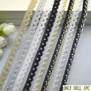 5meters/16.4ft New Lace Trim Fabric, DIY Clothing Accessories, Wave Edge Ribbon for Dresses, Pajamas, Bath Curtains, Ethnic Style