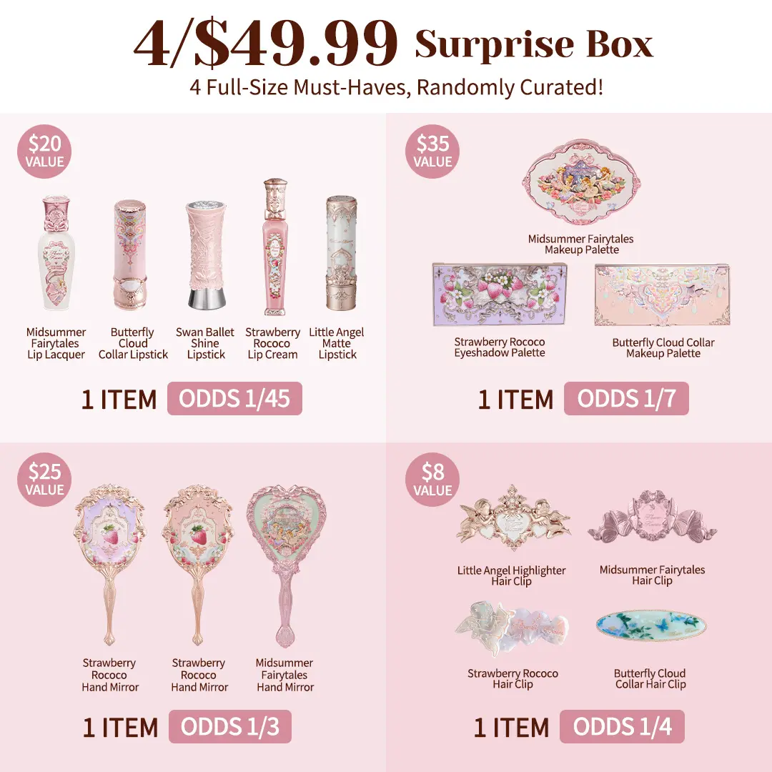 $49.99(1 Lipstick,1 Palette,1 Mirror,1 Hair Clip)