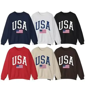 USA Flag Graphic Sweatshirt, Funny Patriotic 4th of July Crewneck, Cozy Oversized American Streetwear Pullover, Casual USA Outfit, Gift for Her Him - AL