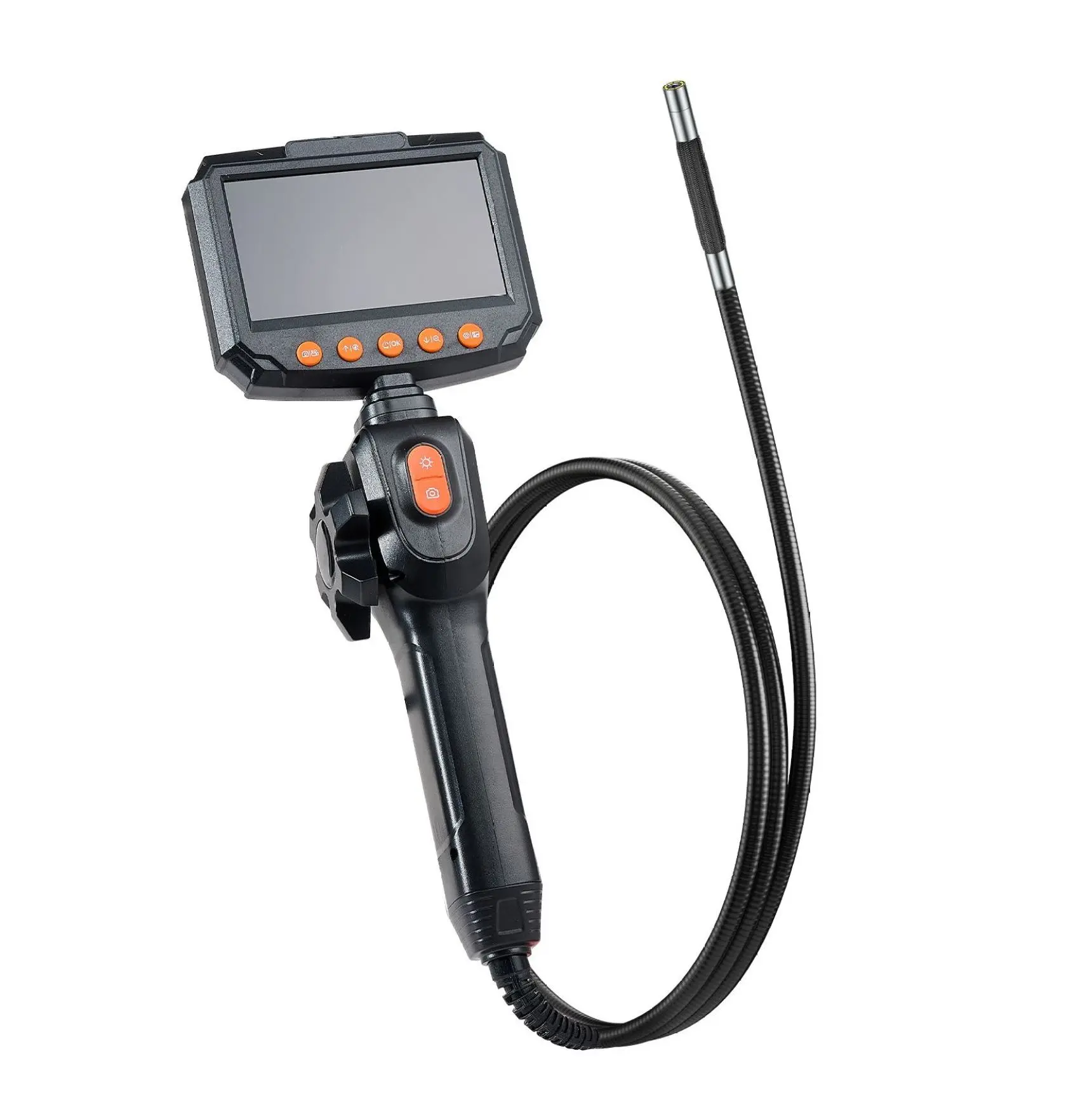 Articulating Borescope Camera, 0.24" Endoscope with 4.3" IPS Screen, 8X Zoom, Waterproof Inspection Camera for Auto Repair & Mechanical Inspection 4.9FT Default