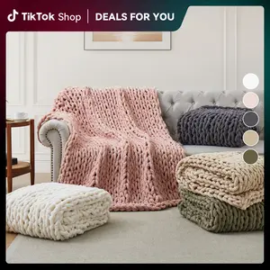 PEACENEST Chenille Knit Throw Blanket 50"x60" Soft Cozy Couch Blanket Machine Washable Sofa Throw for Bedroom & Living Room Decor in Multiple Colors