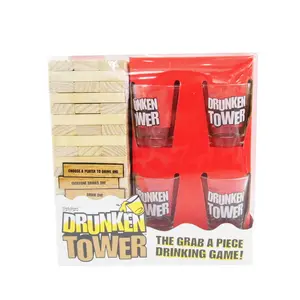 Drunken Tower Drinking Game with Shot Glasses, Stacking-tower game,Fun Stacking Challenge for Party, Holiday, and Game Night