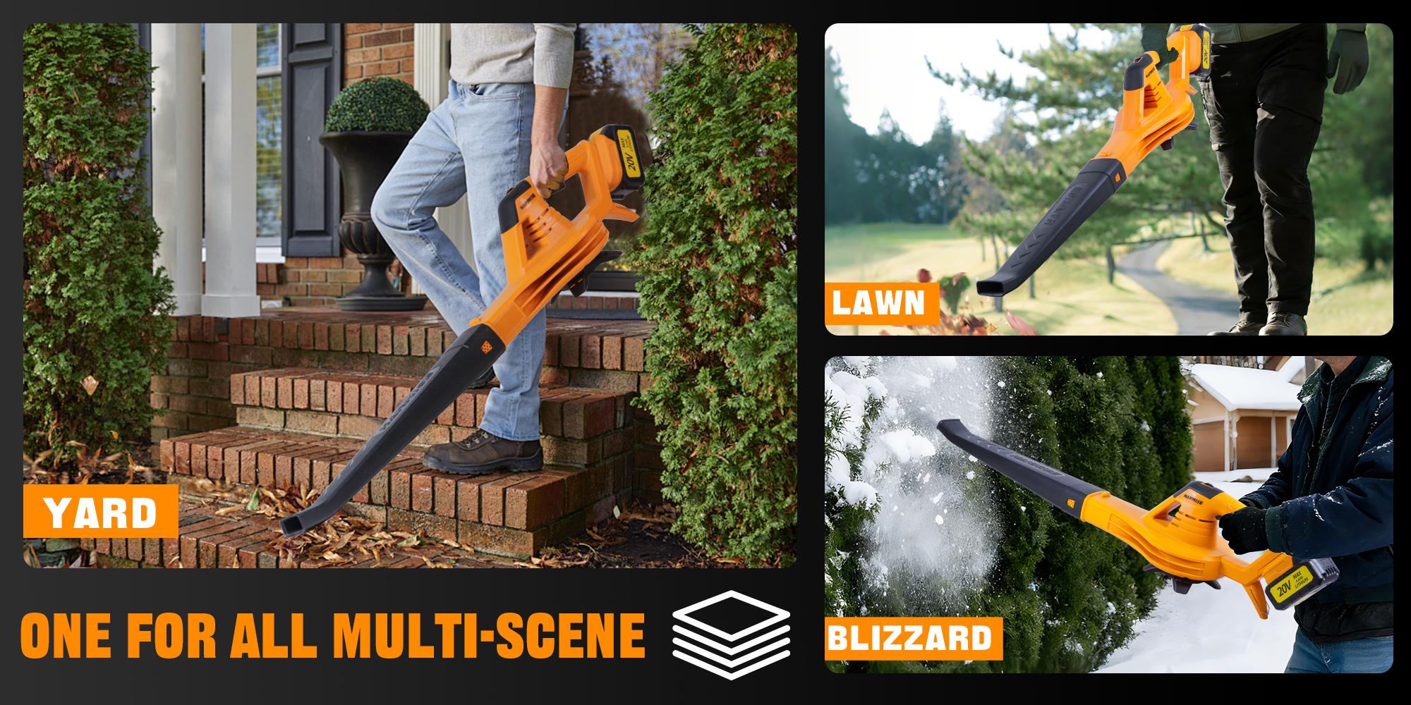 Brushless wireless blade blower, equipped with battery and 6 adjustable speed modes, suitable for lawn maintenance, handheld snow removal machine, household outdoor use, terrace cleaning and dust removal, birthday or holiday gifts, etc