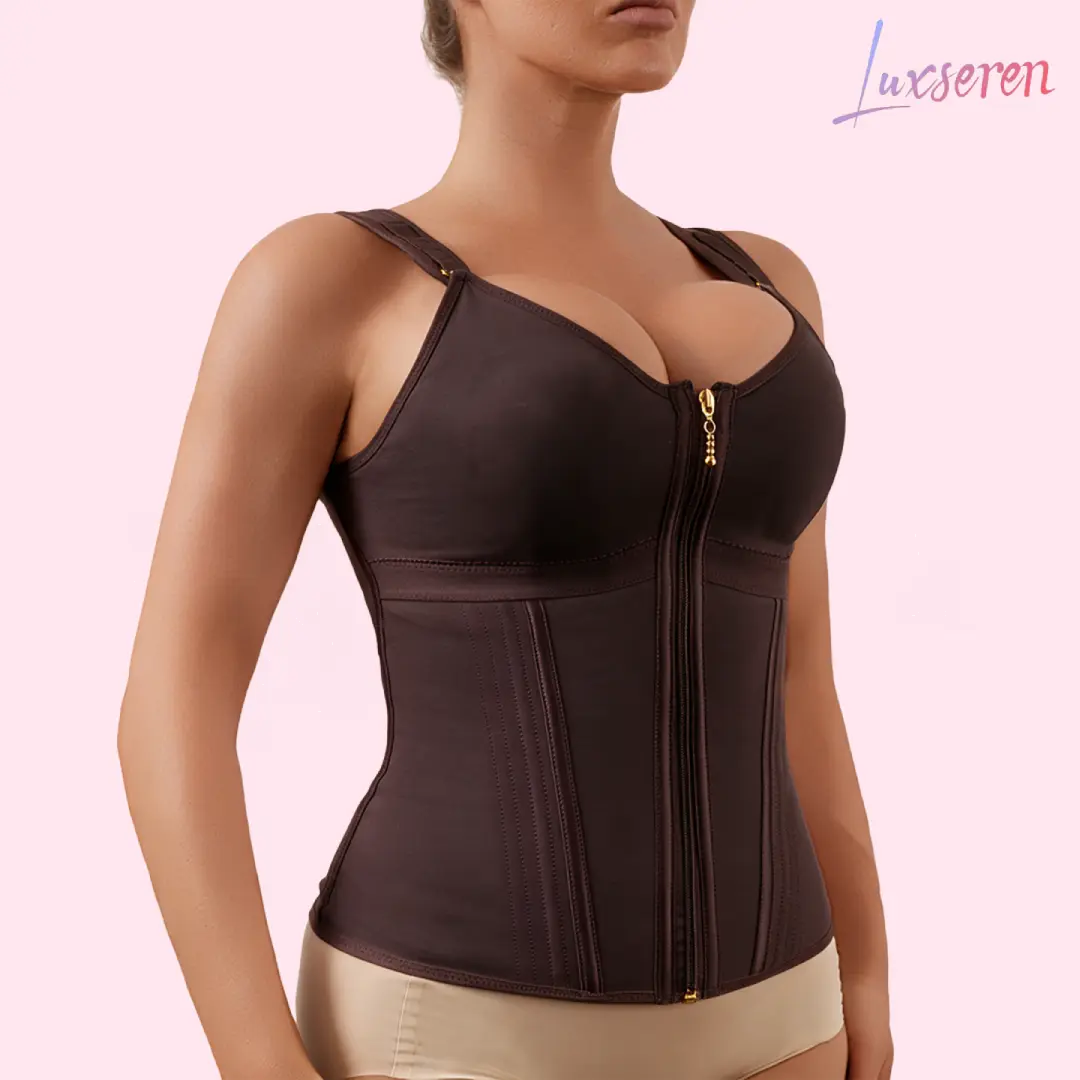 LUXSEREN Women’s Fit Fajas Para Mujer Shapewear Underwear, High Compression Tummy Control Waist Trainer Body Shape with Double-Layer Mesh, Front Zipper, Hook-and-Eye Closure, Boned Waist Cincher & Adjustable Straps