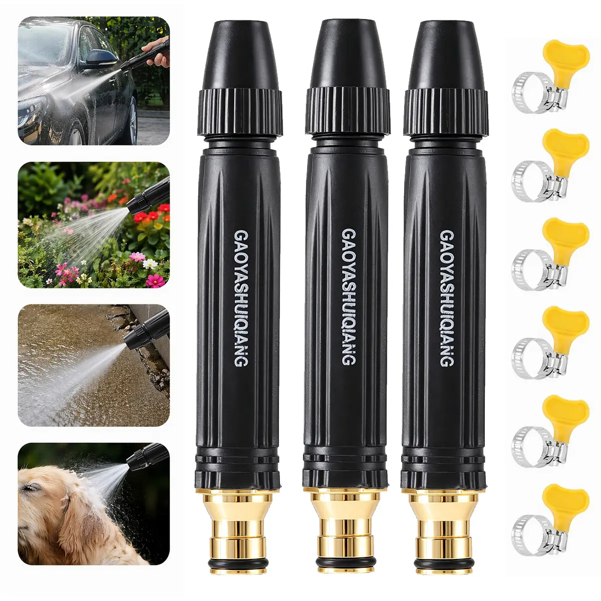 Dazone High-Pressure Hose Spray Nozzle Water Gun - 160 PSI Pressure Booster with 3 Spray Modes for Car Wash, Garden Watering