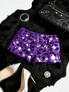 Women's Sequin Elegant Sexy Chic Fit Fashion Shorts, Lady Womenswear, Perfect for Christmas Thanksgiving Party Work Multi-Occasion Wear, Fall & Winter New Arrival