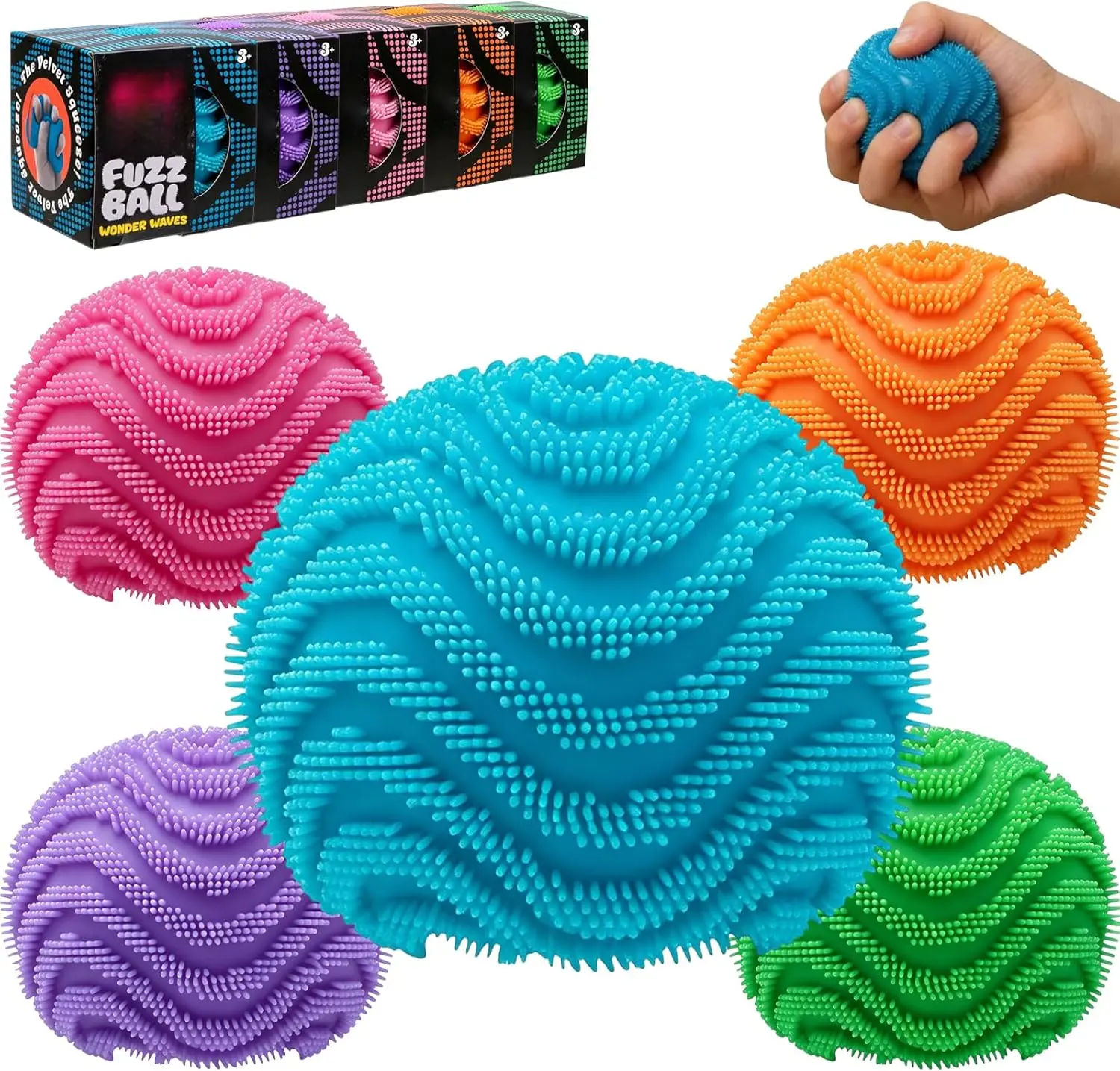 Fuzz Ball Squishy, Stress Balls for Adults Slow Rise Squishies Soft Sensory Squeeze Super Solid Squish Soft Moldable Fidgets Squishy Relief Fidget Sensory for Anxiety Calming (Blue, One Piece)