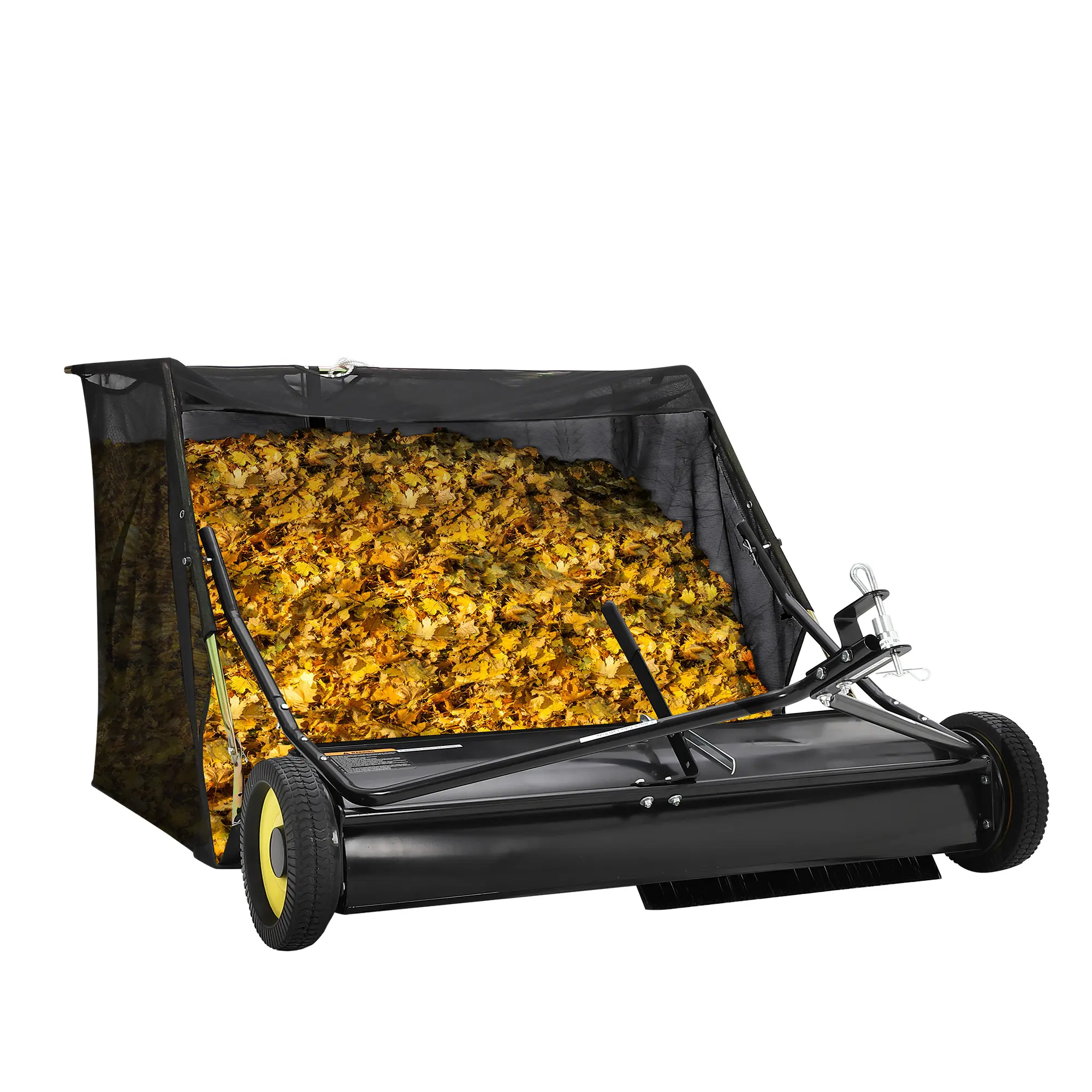 42 Inch Heavy Duty Tow Behind Lawn Sweeper, Large Capacity Leaf & Grass Collector with Adjustable Sweeping Height and Easy Dumping Rope, Efficient Yard Debris Picker, Practical Walk-Behind Lawn Cleaning Tool