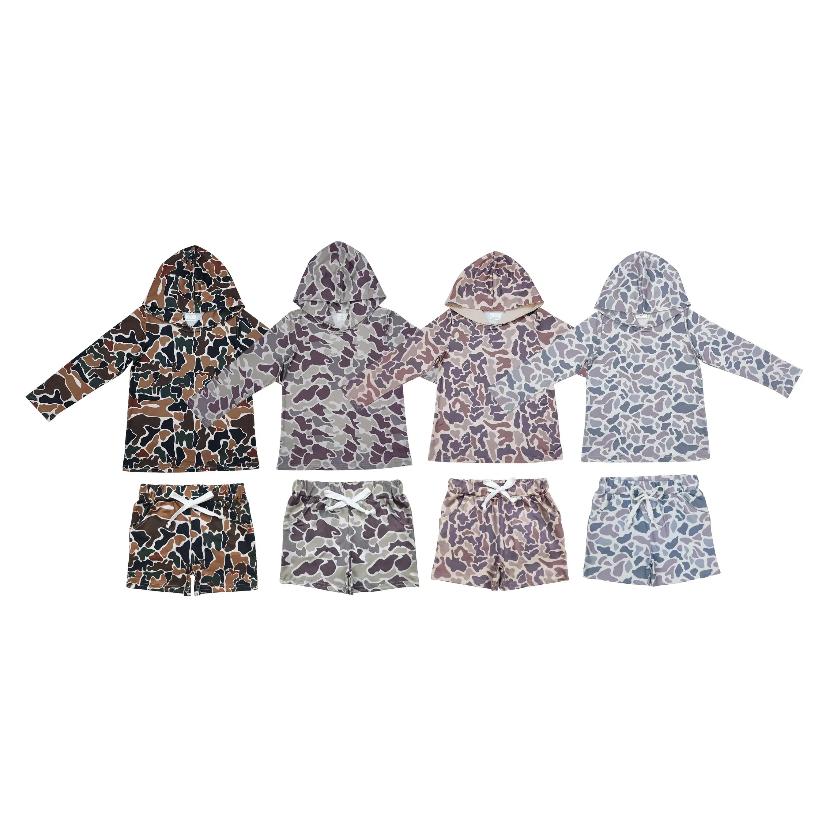 Boys' 2-Piece Winter Camo Suit, Camo Hoodie & Shorts Set for Children, Hunting Outdoor Wear