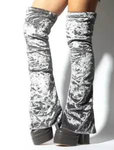 Velvet Boots Gray - Stylish Women's Footwear for Comfort and Nail Care