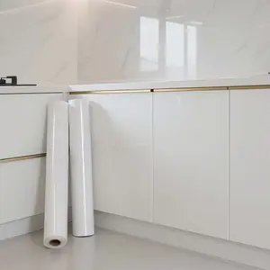 Self-Adhesive Wallpaper Roll, Waterproof Oilproof Easy Clean, Pure Color Glossy Finish, Ideal for Walls Cabinets Desks Furniture, Decorative Wallpaper