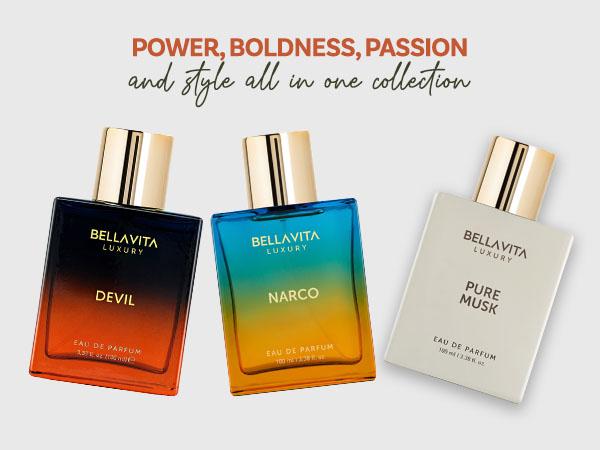 Bad Habit Trio by bellavita Luxury | Perfume Combo Gift Set | 3×100 ml | Narco, Devil & Pure Musk | Long Lasting Eau De Parfum | Vegan & Cruelty Free