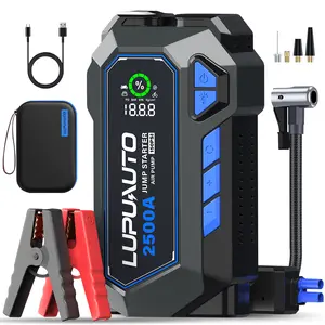 LUPUAUTO 2500A Jump Starter with Air Compressor 150 PSI Cordless Tire Inflator 12V Supersafe Portable Car Charger for 7.5L Gas 5L Diesel Digital Display USB LED Accessories Dragon Plush Decoration chandelier aromas para auto sun visor decoration