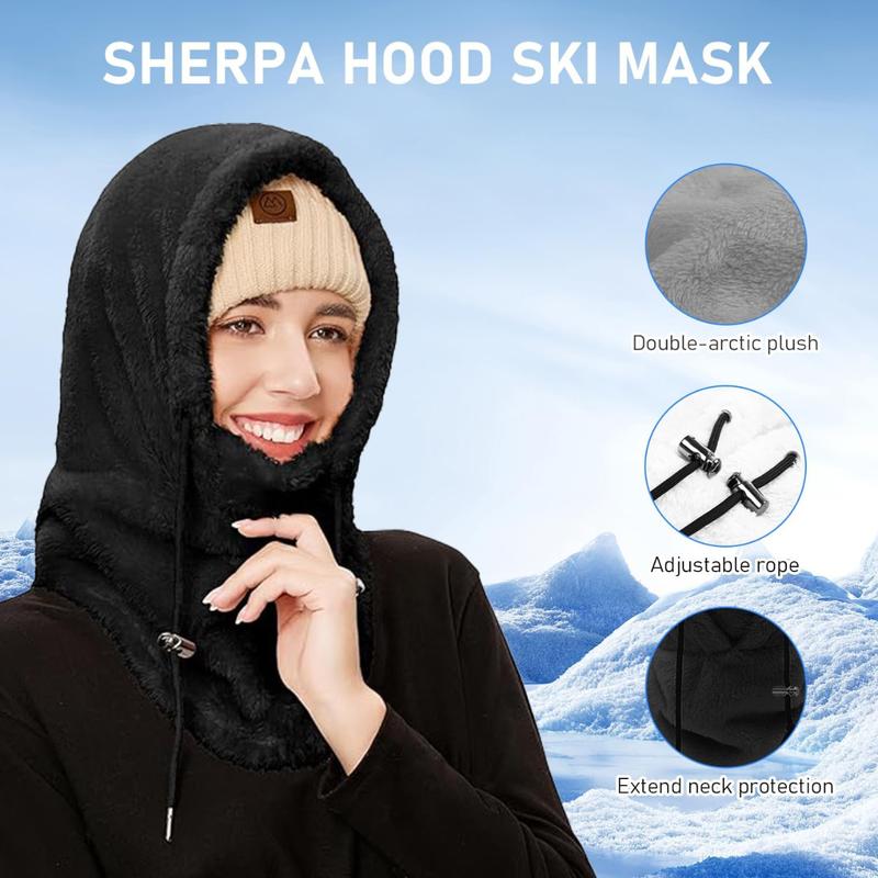 Unisex Hood Ski Mask Winter Sherpa Windproof Coldproof Plush Mask Arctic Plush Warm Balaclava