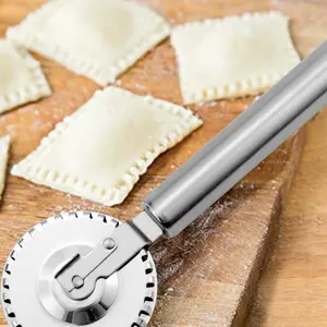 Multifunctional stainless steel pie edge sealing and cutting roller cutter, rolling dough edge pressing and sealing pie, Wonton and cookie mold, spaghetti cutter, various pastry embossing roll cutter, sandwich pie edge pressing and sealing mold