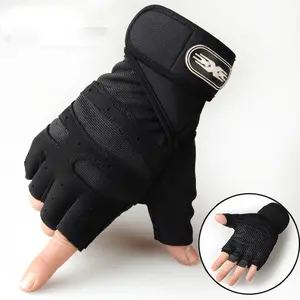 One pair of unisex sports fingerless gloves, suitable for fitness, outdoor cycling, rock climbing. With anti-slip wrist guards, these black gloves are specially designed for the gym Workout Gloves