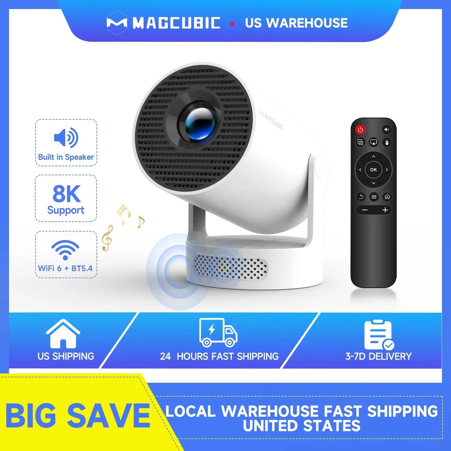 Magcubic Android 14.0 HY300Pro+ Projector Dual WIFI6 BT5.4 8K Videosource Supported Native 1280*720P 0.8:1 Throw Ratio Built-in Speaker & Appstore Allwinner H726 Home Cinema Mini Smart Portable Upgraded HY300Pro #SummerFinds #DealsForYouDays