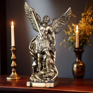 Classic 8.5 Inch St Michael Angel Statue, Handmade Resin Sculpture with Detailed Wings, Decorative Figurine, Stylish Religious Decor for Home Decoration