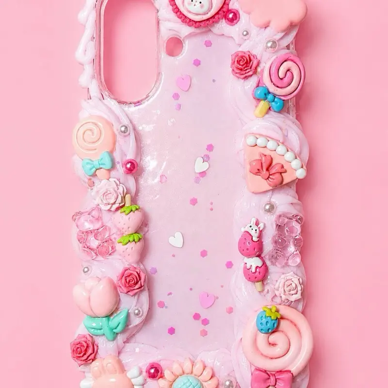Dreamy Pink Decoden Phone Case for iPhone 16