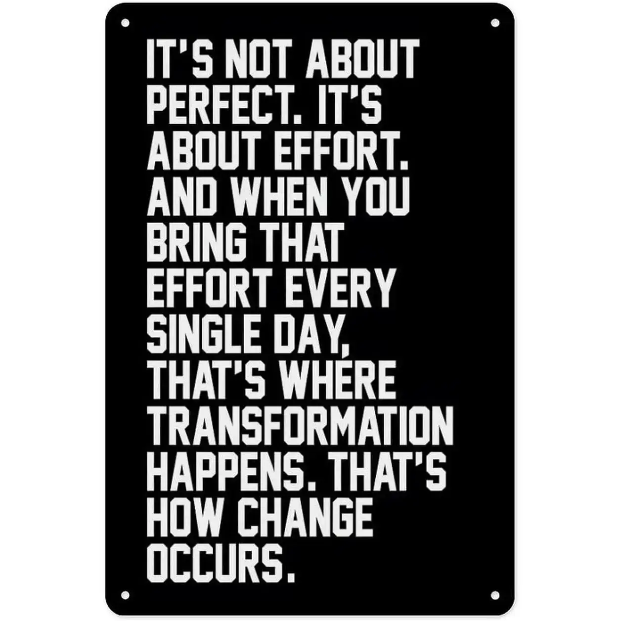 [Made in US] Inspirational Metal Wall Plaque, Decorative 8x12 in Lightweight Fade-Proof Tinplate Sign with "It's Not Perfection That Matters, It's Hard Work" Motivational Quote for Home Gym & Classroom Home Decor,summervibes