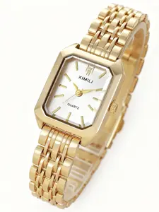 2026 Year of the Horse New Year Must-Have: Elegant Gold Ladies Watch with Retro Square Dial, Shiny Metal Chain Band, Classic Quartz Analog Movement – Perfect Festive Gift for Women, Trendy Accessory to Elevate New Year Outfits & Holiday Party Looks