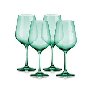 Godinger  19.5 in. Sheer Red Wine Glass, Green - Set of 4