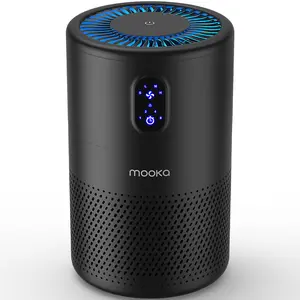 MOOKA Air Purifiers for Home Large Room up to 1076 ft², H13 True HEPA Air Filter Cleaner, Odor Eliminator, Remove Smoke Dust Pollen Pet Dander, Night Light(Available for California)-Black Household Appliances