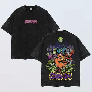 Scooby-Doo x Horror Classic 2-side Acid Washed Graphic tshirt, vintage shirts,Vintage Washed Oversized Tee, Retro Cartoon ,90s graphic tees,comic shirt,90s Graphic T-shirt graphic tees,men gifts, comic fan,Dailywear,Cartoon tshirt