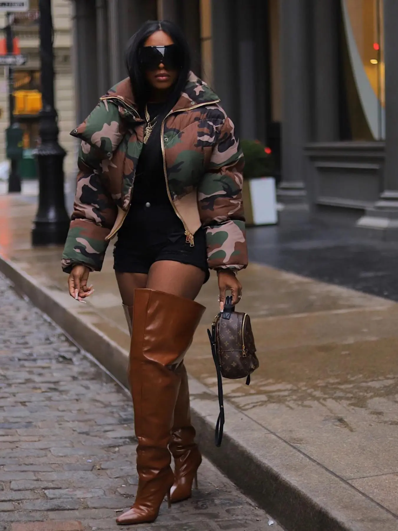 Women's Camo Patchwork Print Zip Up Quilted Jacket Coats Fall Jackets Fitted, Essential Casual Long Sleeve Stand Collar Outerwear for Fall & Winter, Ladies Clothes for Daily Wear Fit, Casual Zipper Coat, Womenswear