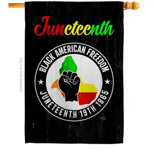 Breeze Decor  28 x 40 in. American Freedom History Juneteenth Double-Sided Vertical Decoration Banner House & Garden Flag, Black & Multi Color - Yard Gift