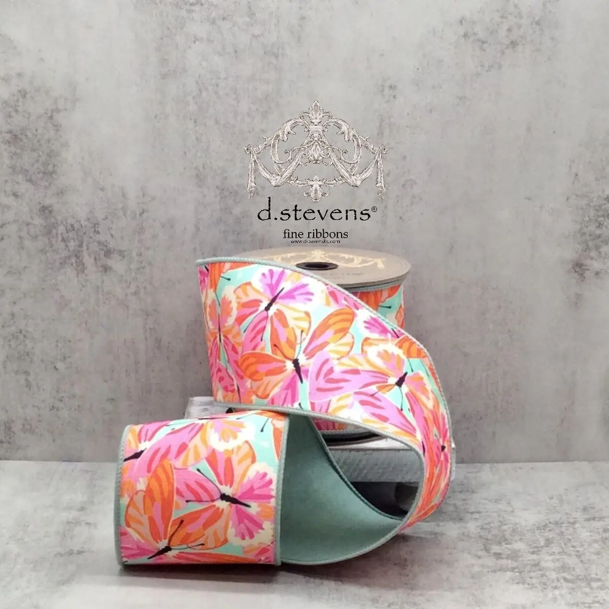Dupion Colorful Butterflies Ribbon, 4" x 1YD